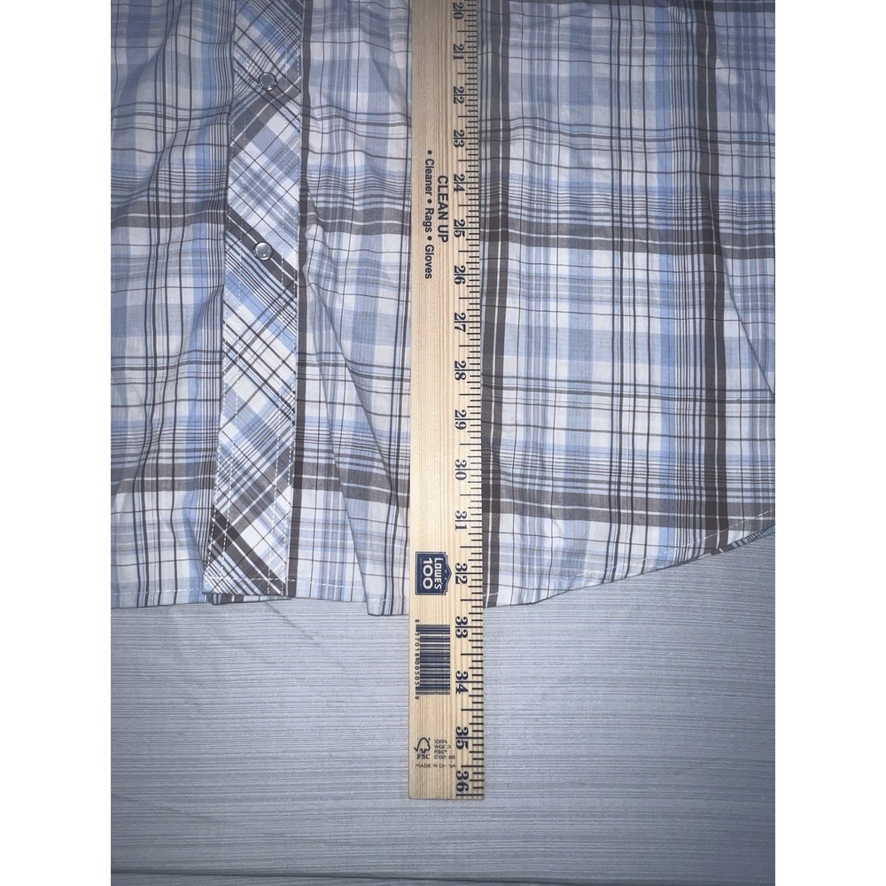 Wrangler Wrancher Shirt Mens 2X Blue Plaid Pearl Snap Chest Pockets Western‎ - Picture 6 of 9